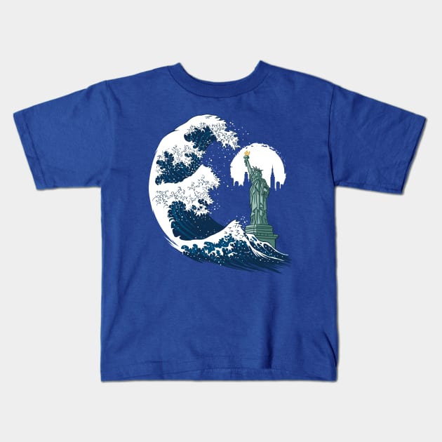 Tsunami in New York Kids T-Shirt by albertocubatas